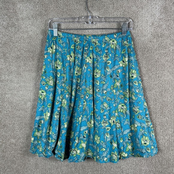 Vtg Liz Baker Skirt Womens Petite Large Blue Floral BOHO CottageCore Aline - Picture 7 of 10